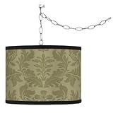 Swag Style Khaki Flourish Shade Plug-In Chandelier