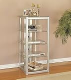 Matte Silver / Glass CD Tower By Powell Furniture