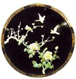 Mother of Pearl Oriental Wall Hanging - Chinese Black Lacquer, 30"D
