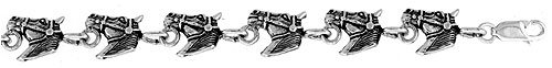Sterling Silver Oxidized Horse Charm Bracelet