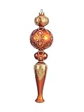IMAGE OF 6 Cognac Library Copper/Gold Beaded Finial Christmas Ornaments 11