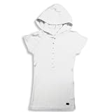 Jade - Girls Ribbed Short Sleeve Henley Hoodie, White