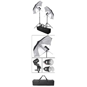 32 Umbrella Flash Studio Lighting 2 Silver Umbrellas Kit