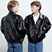 Giovanni Navarre Italian Stone Design Childrens Genuine Leather Bomber Jacket Size 6/7