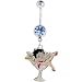 Betty Boop Martini Glass Solar Blue Gem Dangle Belly Ring