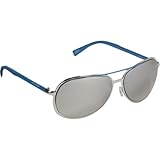 Steve Madden Men's S092 SLVBL Aviator Sunglasses,Silver Frame/Gradient Smoke Flash Lens,one size