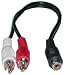 2 RCA Male / 1 RCA Female, 6 inch Audio Adapter