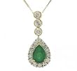 1.25cttw Pear Cut Emerald Diamond 14K Yellow Gold Dangle Pendant Necklace