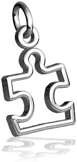 Small Puzzle Piece Cookie Cutter Open Charm, 9mm x 13mm in Sterling Silver