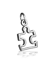 Small Puzzle Piece Cookie Cutter Open Charm, 9mm x 13mm in Sterling Silver