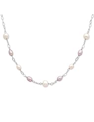 Sterling Silver 18in White & Purple Freshwater Cult. Pearl w/ 2in ext. Necklace