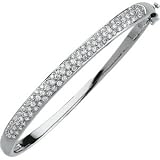 14K White Gold Diamond Bangle Bracelet