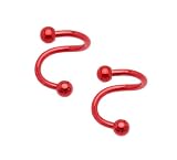 Anodized Neon Red Stainless Steel Lippy Loop - 14 Gauge - 3/8'' with 5mm Titanium Ball - Sold as a Pair