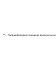 10K White Gold Hollow Rope Chain Necklace - Width 2mm - Length 24"