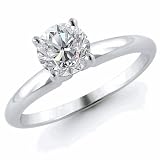 14k White Gold 3/4 Carat Round Cut Solitaire Diamond Ring - (I-J;I1-2)