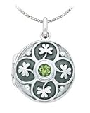 Kit Heath Peridot Shamrock Locket Necklace