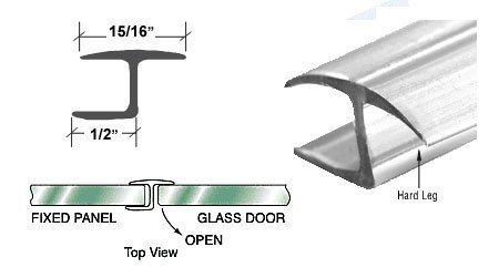 CRL Polycarbonate h Jamb with Hard Leg for 180 Degree and 3/8 Glass - 98 in long