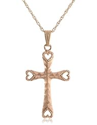 14k Yellow Gold Filled Embossed Cross Hand Engraving Necklace, 18"