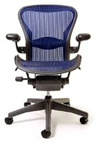 Hot Sale Aeron Chair by Herman Miller - Highly Adjustable - Graphite Frame - Lumbar Pad - Cobalt Classic (Medium)