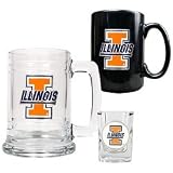 Illinois Fighting Illini 3pc Glass Set (Tankard, Coffee, Shot)