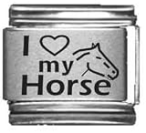 I Heart my Horse Laser Etched Italian Charm