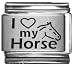 Jewelry : Clearly Charming I Heart my Horse Laser Etched Italian Charm