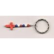 Pink Dyed Turquoise Cross Key Chain - With 4mm Red, White & Blue Mountain Jade Finished with .925 Sterling Silver Crimps & Crimp Cover with Nickle Plated Hammered Splitring ~ True Stone Trinkets...