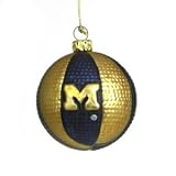 Michigan Wolverines 3.5 Collegiate Glass Basketball Holiday Ornament - NCAA College Athletics