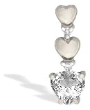 14K White Gold Genuine Heart White Topaz and Diamond Pendant