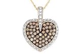 1 Carat White and Chocolate Diamond 14K Gold Pendant w/Brown Rhodium and Chain