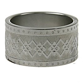 Click here to buy 316L Stainless Steel Ring Laser Cut Ring with combination of matte and shiny polish by ToltecTraders.com.