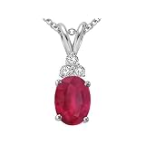 1.06 cttw 14k White Gold Genuine Ruby and Diamond Pendant in 14k White Gold