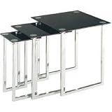 Dane Black Glass Nesting Tables (Chrome/Black) (19.75