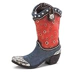 Blue Denim Western Cowboy Boot Vase/Planter For Home Decor And Events