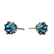 Earrings Aquamarine Birthstone Stud for March 14k Yellow Gold Tone Crystal