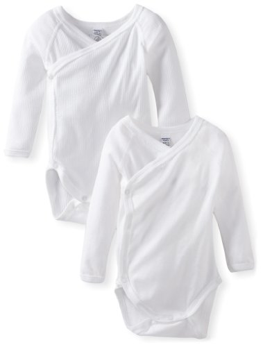 Petit Bateau Unisex-Baby Newborn Long Sleeve Crossover 2 Pack Bodysuits