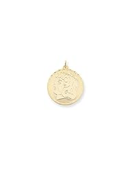 14k Girl Head on .013 Gauge Engravable Scalloped Disc Charm