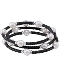 Sterling Silver 8-8.5mm/ 24.00 Inch Freshwater Cultured Pearl Wrap Bracelet