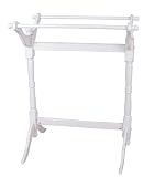 Weathered White Finish Wood Towel Quilt Blanket Rack