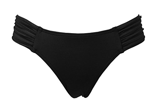 Cocoship Women's Goddess Low-rise Bikini Bottom Ruched Sides Bikini Swim Brief(FBA)