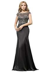 Satin/Tulle Beaded Lace Evening Dress/Mother-of-the-Bride Dress/Party Dress 