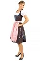 Trachten Dirndl, elegantes Braun mit detailreicher Blumenstickerei und t&uuml;rkis-farbener Borde, aus hochwertiger Baumwolle, ideale Passform