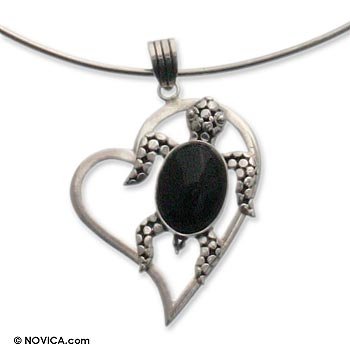 Onyx choker, 'Turtle Heart'