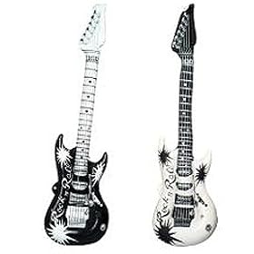 Inflatable Black and White Guitars (1 dz) by Rhode Island Novelty