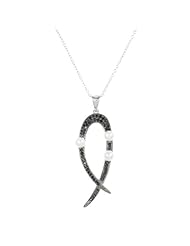 Sterling Silver James Bond-Inspired Severines Snake Tail CZ and FWP Pendant with 18" Chain