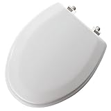 Mayfair 144CP-000 Classic White Molded Wood Elongated Toilet Seat with Chrome Hinges