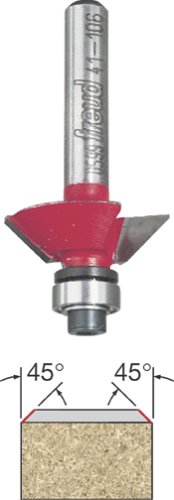 Freud 41-106 45-Degree Two Flute Bevel Trim Router Bit with 1/4-Inch Shank
