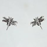 Tiny sterling silver dragonfly stud earrings, #2627