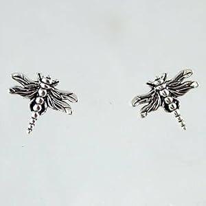 Tiny Dragonfly Stud Earrings in Sterling Silver, #2627