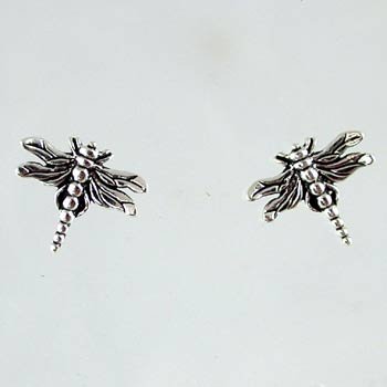 Tiny Dragonfly Stud Earrings in Sterling Silver, #2627